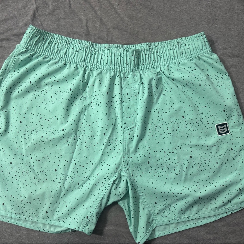 Green Athletic Shorts with Elastic Waistband